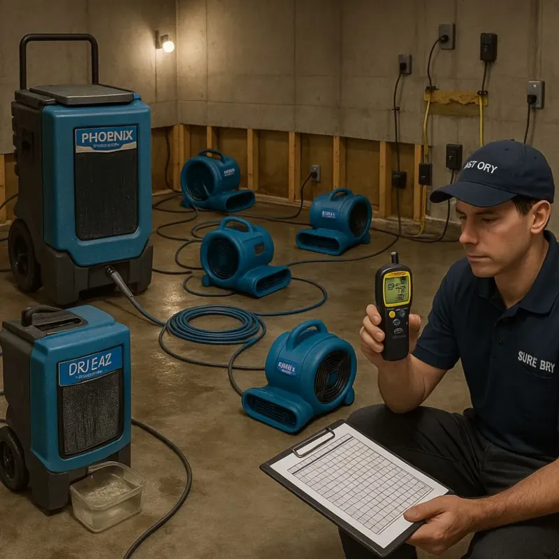 Structural Drying and Dehumidification process in Princeton, IL